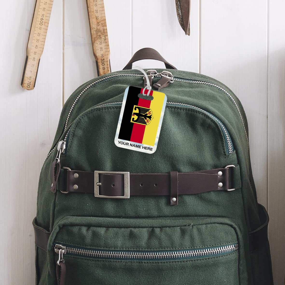 PLT280 Personalised Name with Germany Flag Novelty Funny Unique Designer Gift Glossy Plastic Suitcase Luggage Tag