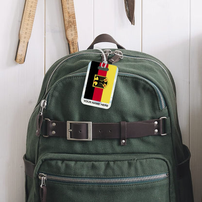 PLT280 Personalised Name with Germany Flag Novelty Funny Unique Designer Gift Glossy Plastic Suitcase Luggage Tag