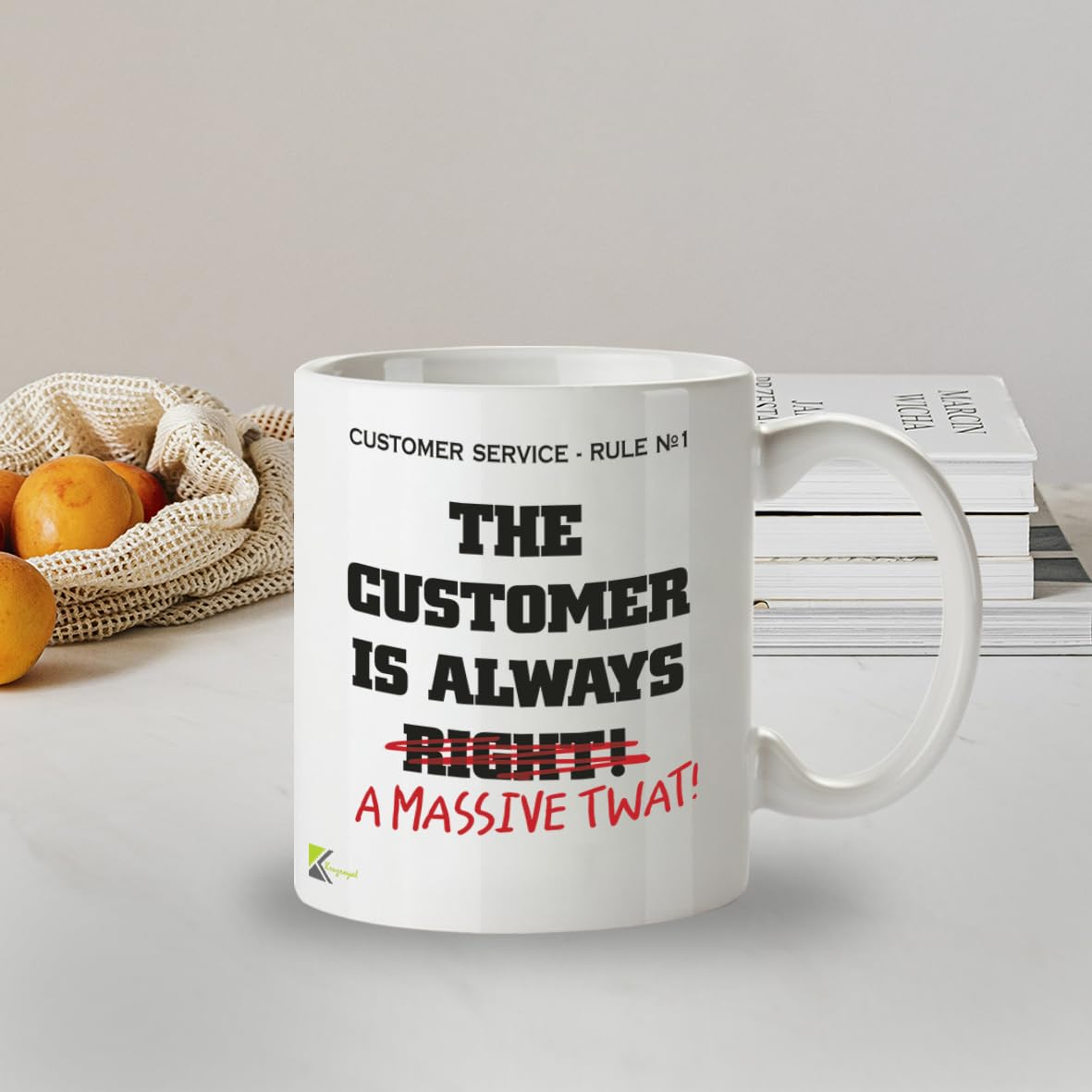 Kruzroyal Funny Customer Service Mug, Novelty Coffee Cup, Gift for Colleague, Coworker