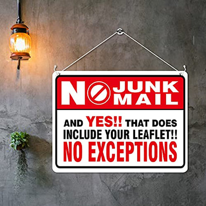 Kruzroyal MP394 NO JUNK MAIL,And yes!!,That does include your leaflet!!, No exceptions. Funny Novelty Retro Vintage Metal Wall Sign Plaque 20cm x 15cm