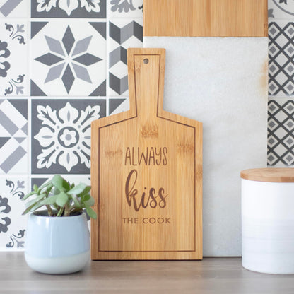 Kiss the Cook Bamboo Serving Board - Hangry-Defying Eco-Friendly Gift | Food Safe & Hand Wash | Stylish & Sustainable