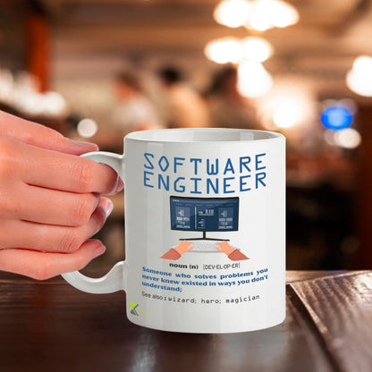 Kruzroyal Software Engineer Funny Definition Mug - Novelty Programmer Gift for Developer Coder Men Colleague Mate