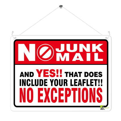 Kruzroyal MP394 NO JUNK MAIL,And yes!!,That does include your leaflet!!, No exceptions. Funny Novelty Retro Vintage Metal Wall Sign Plaque 20cm x 15cm