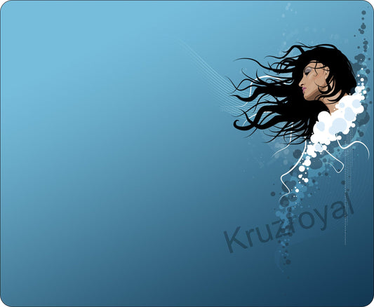 Blue Lady Vector Mousemat/Pad Anti Slip Computer PC Mouse Mat