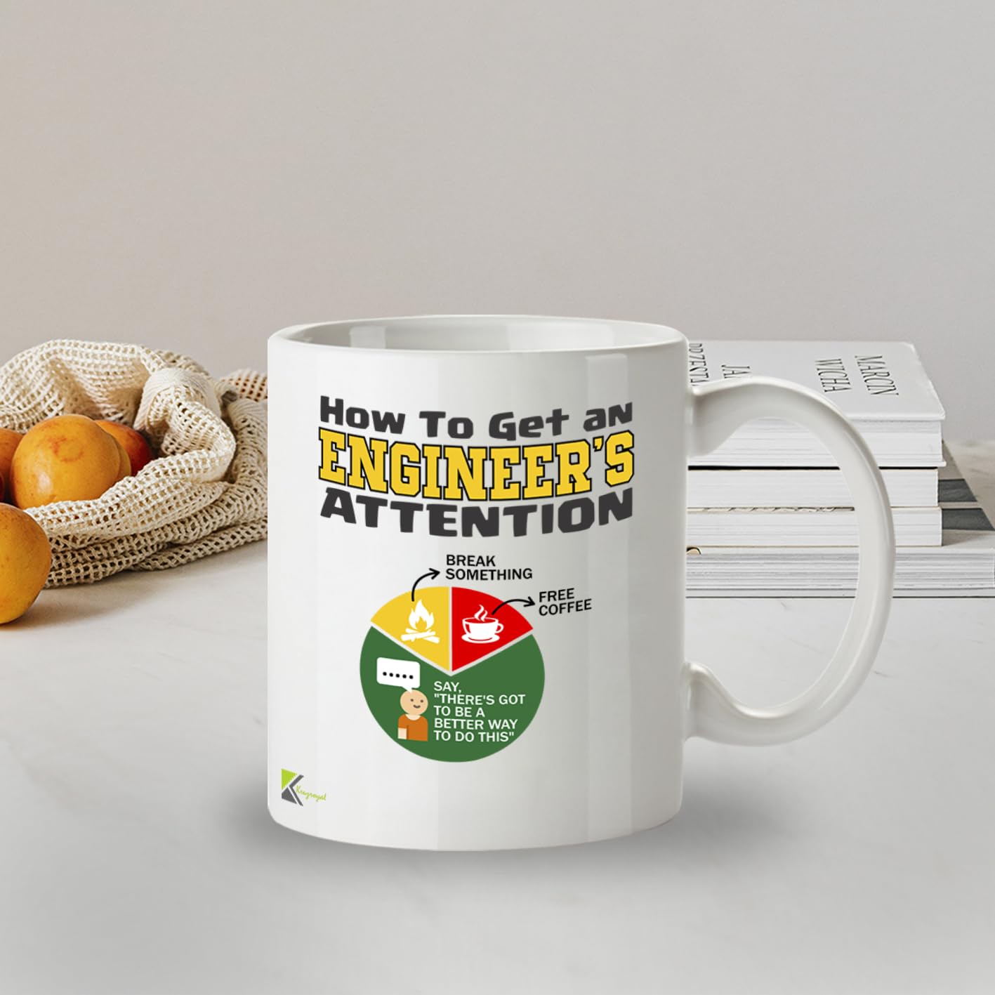 DZ955 Funny Engineer Mug - How to Get Engineer's Attention - Perfect STEM, Tech, IT Gift for Grads & Coworkers - 11oz White Ceramic Coffee Cup