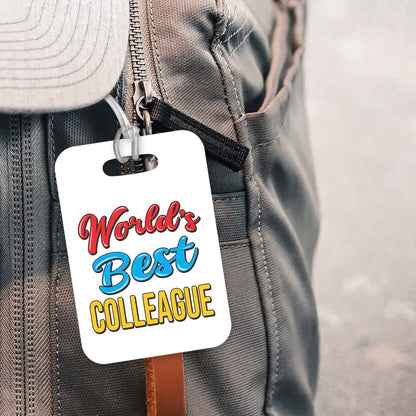 LT500 World's Best Colleague Novelty Funny Unique Designer Gift, Suitcase, Glossy Plastic Luggage Tag for Colleague