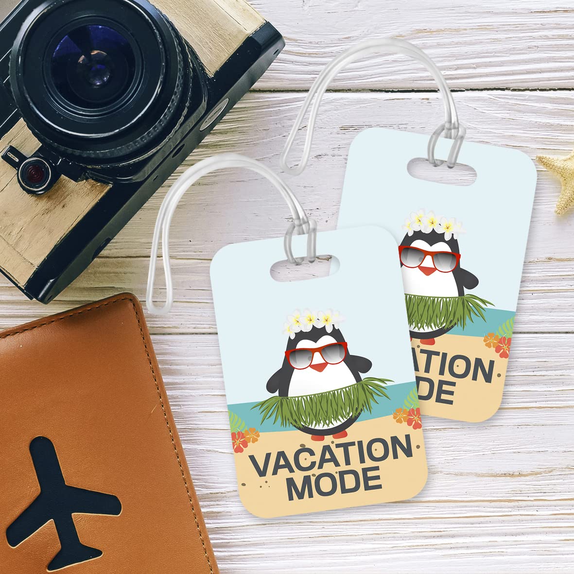 LT071 Vacation Mode Novelty Funny Unique Designer Gift Glossy Plastic Suitcase Luggage Tag