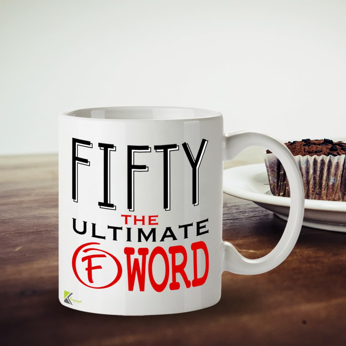Kruzroyal Fifty the Ultimate F Word Coffee Mug | Funny 50th Birthday Gifts for Men or Women | 50 Years Old Ceramic Tea Cup | 11 oz