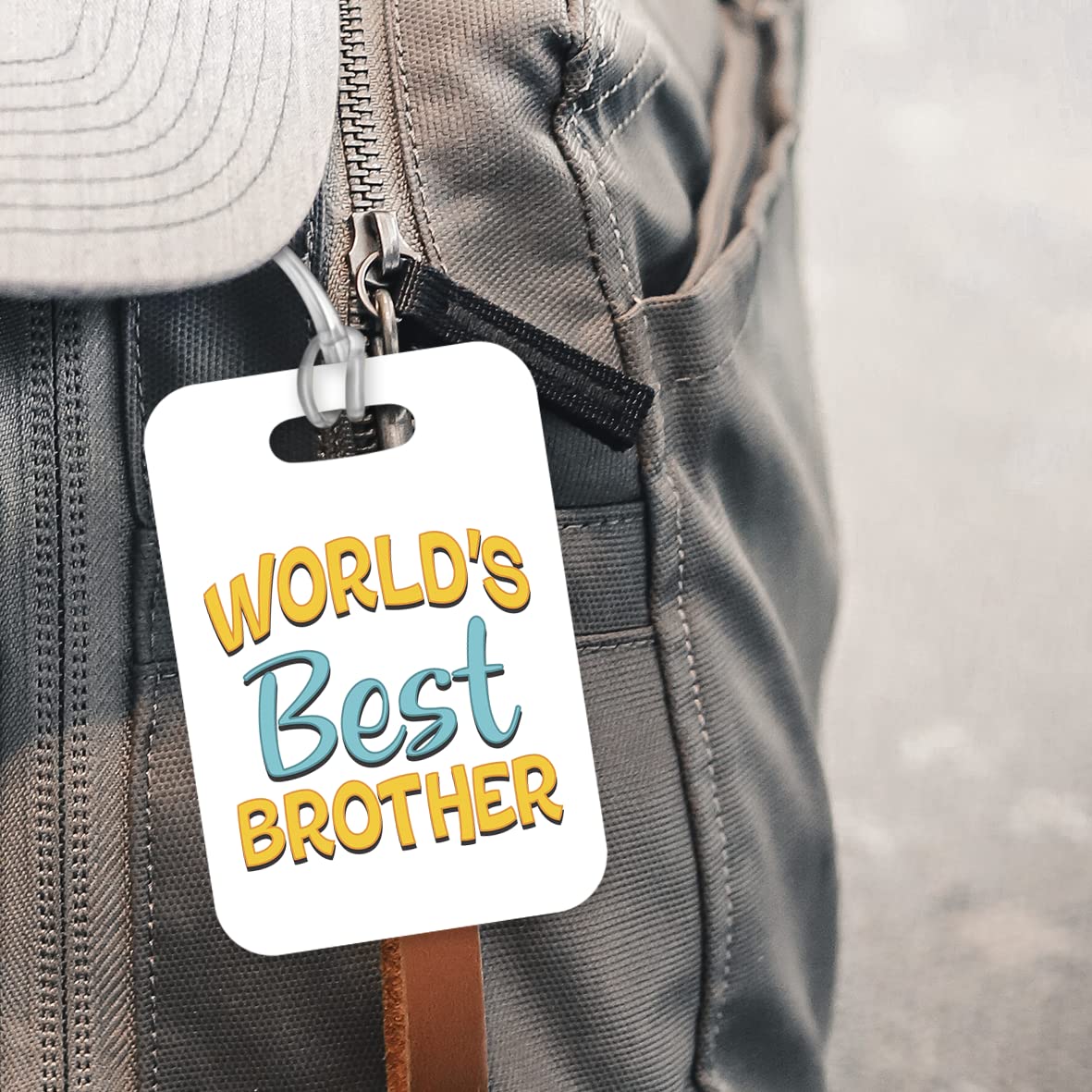 LT416 World's Best Brother Novelty Funny Unique Designer Gift, Suitcase, Glossy Plastic Luggage Tag for Brother