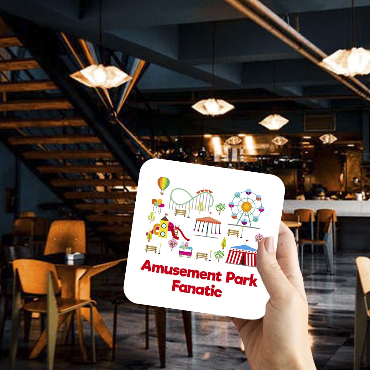 CS629 Amusement Park Fanatic Novelty Funny Coffee Tea Drink Gift Glossy MDF Wooden Coaster