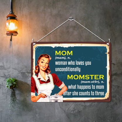 Kruzroyal MP129 Defination MOM/MOMSTER Funny Novelty Retro Vintage Metal Wall Sign Plaque 20cm x 15cm