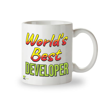 Kruzroyal DZ881 World's Best Developer Mug 11oz - White Ceramic Cup for Programmer, Coder, Engineer - Funny Birthday, Thank You Present