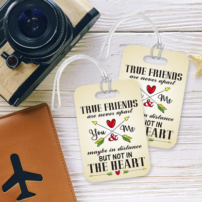 LT191 True Friends are Never Apart May Be in Distance But Not in The Heart Novelty Funny Unique Designer Gift Glossy Plastic Suitcase Luggage Tag