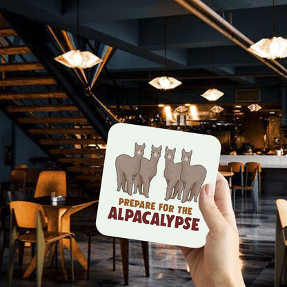 CS666 Prepare for The Alpacalypse Novelty Funny Coffee Tea Drink Gift Glossy MDF Wooden Coaster