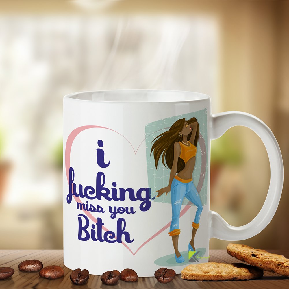 Kruzroyal I Miss You Mug - Funny Best Friend Gift, Long Distance Friendship Present, Rude Humor - 11oz Ceramic