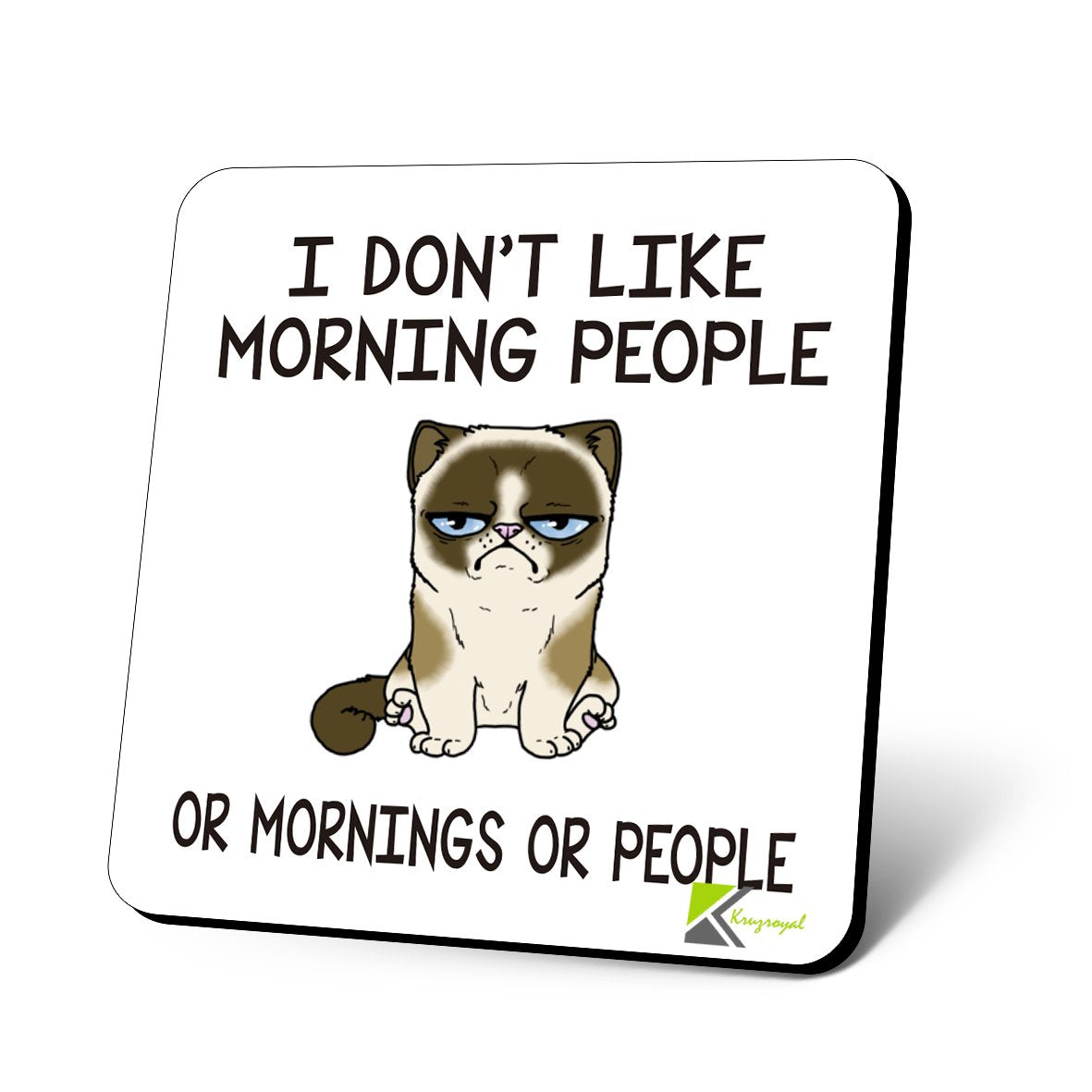 CS808 I Don't Like Morning People or Mornings or People Novelty Funny Coffee Tea Drink Gift Glossy MDF Wooden Coaster