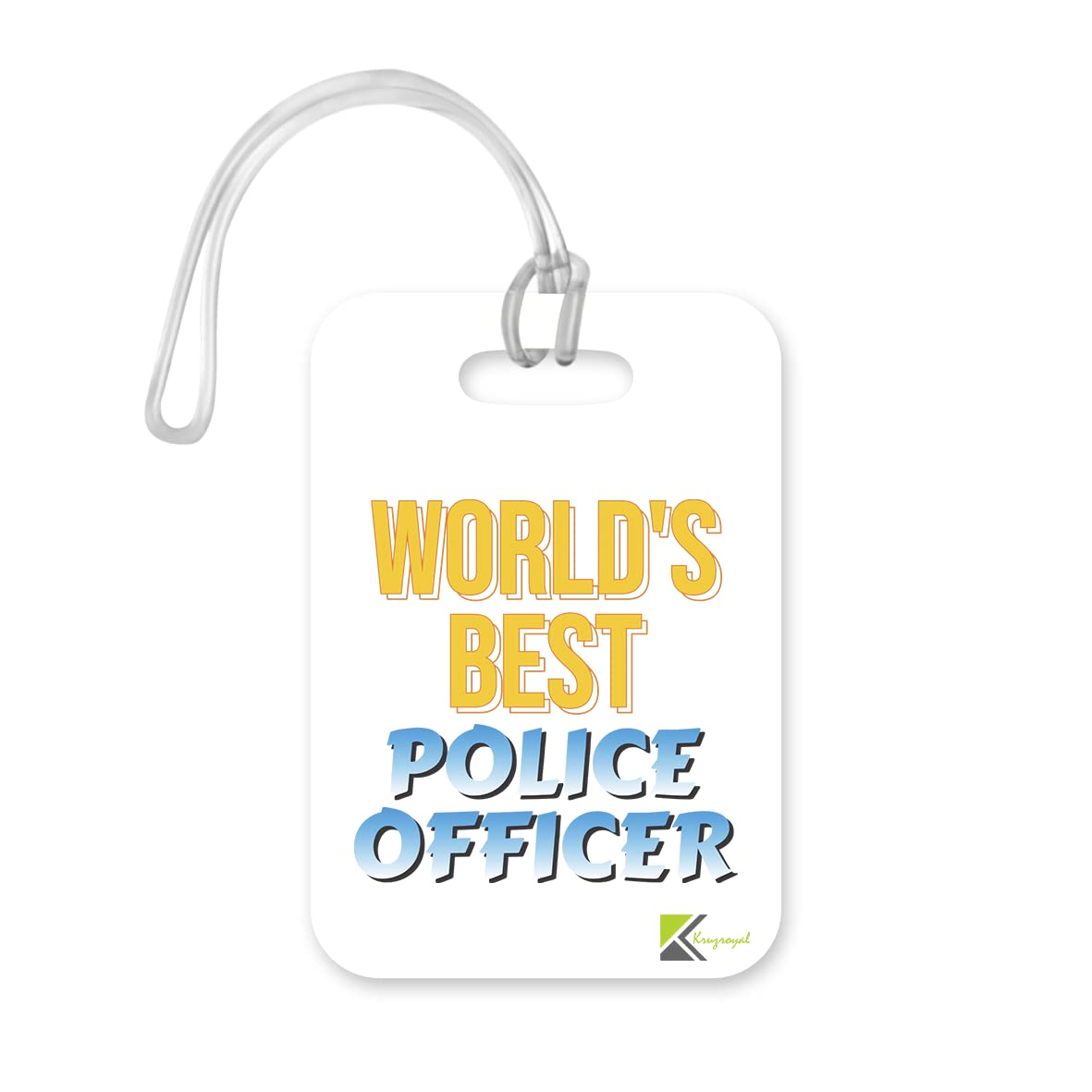 LT448 World's Best Police Officer Novelty Funny Unique Designer Gift, Suitcase, Glossy Plastic Luggage Tag for Police Officer