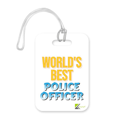 LT448 World's Best Police Officer Novelty Funny Unique Designer Gift, Suitcase, Glossy Plastic Luggage Tag for Police Officer