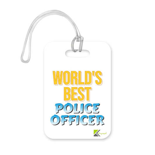 LT448 World's Best Police Officer Novelty Funny Unique Designer Gift, Suitcase, Glossy Plastic Luggage Tag for Police Officer