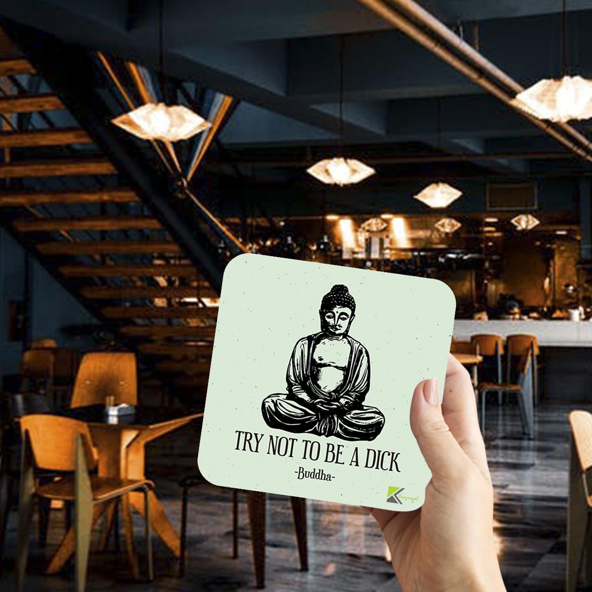 CS036 Try not to be a d*ck/Rude Novelty Funny Coffee Tea Drink Gift Glossy MDF Wooden Coaster