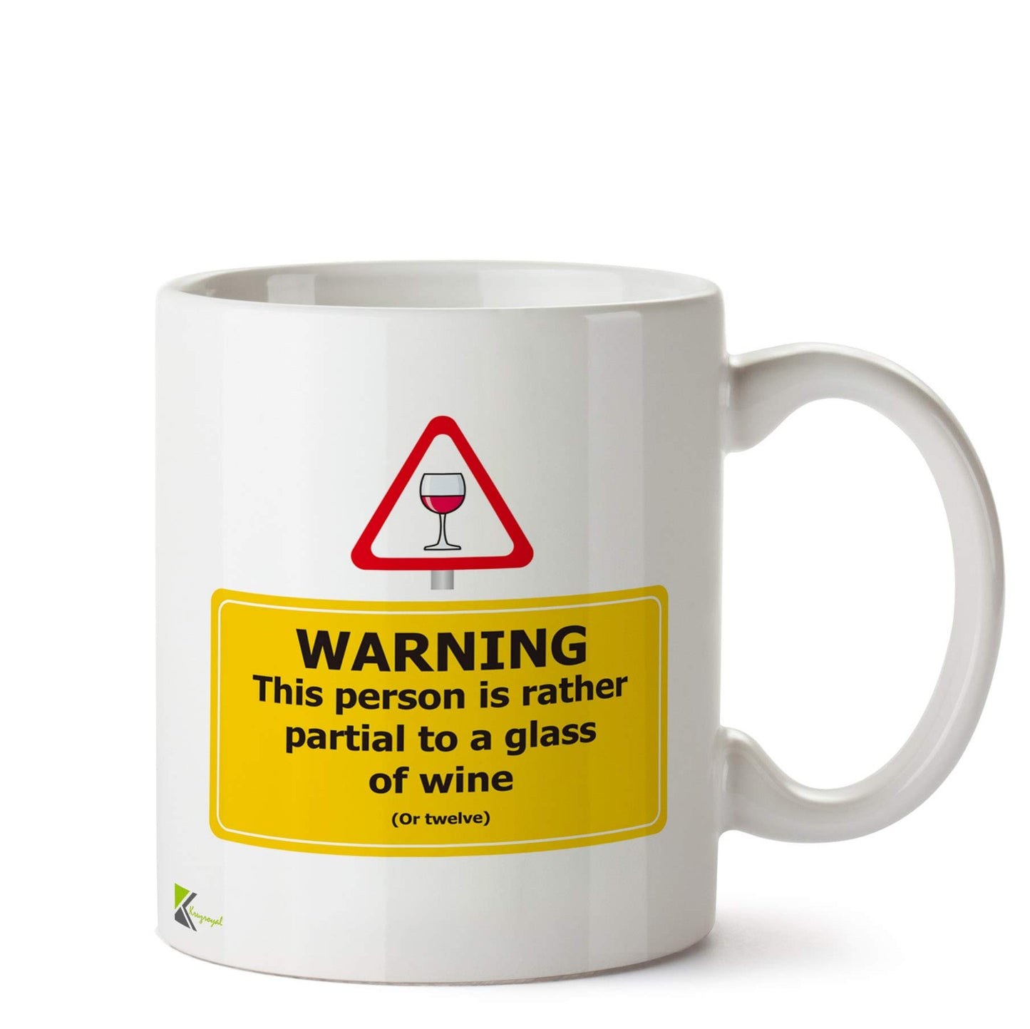 Kruzroyal DZ607 Warning This Person is Rather Partial to a Glass of Wine(or Twelve) Funny Novelty Great Gift Idea Coffee Tea Ceramic Mug