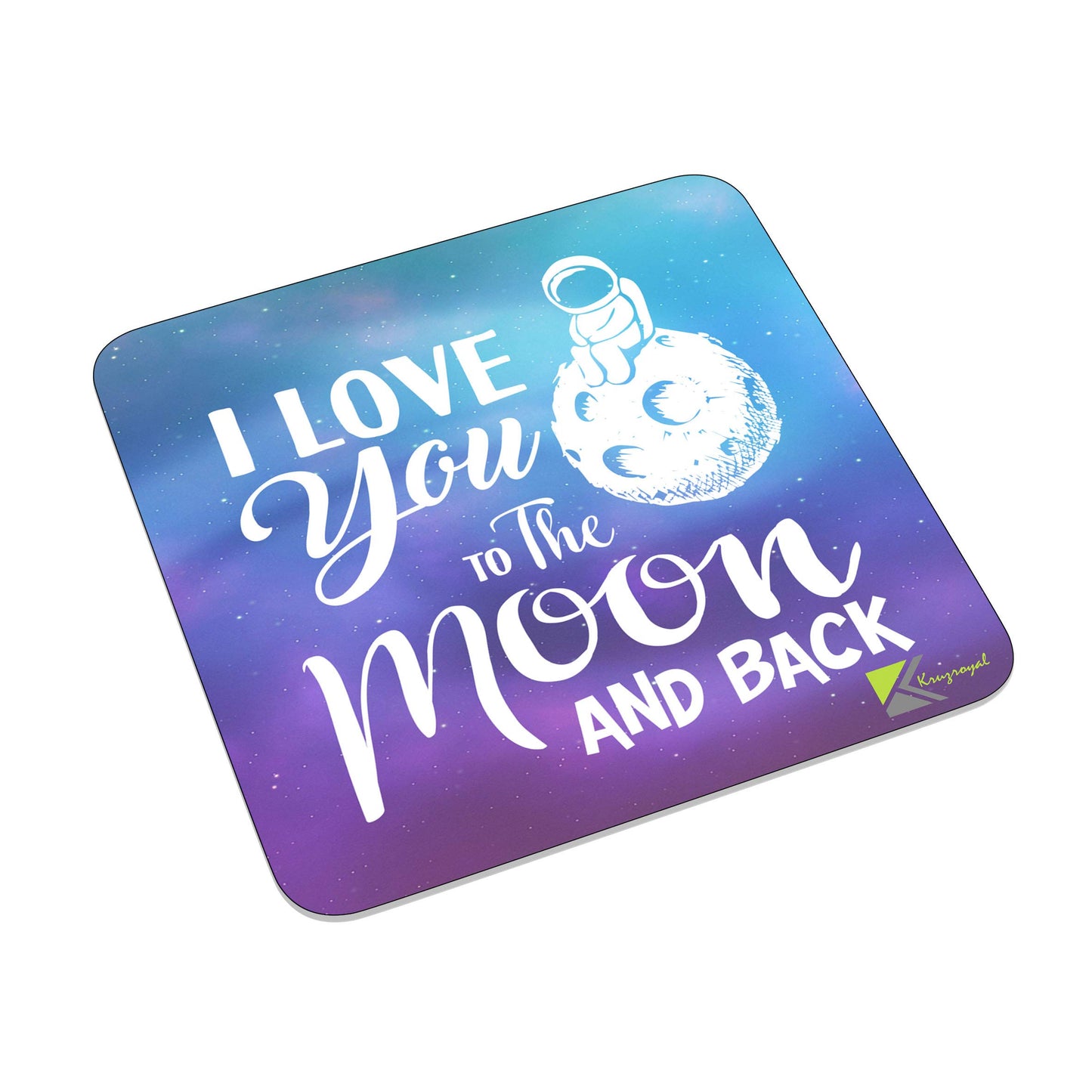 FM057 I love you to the moon and back Novelty Funny Idea Glossy Metal Square Fridge Magnet