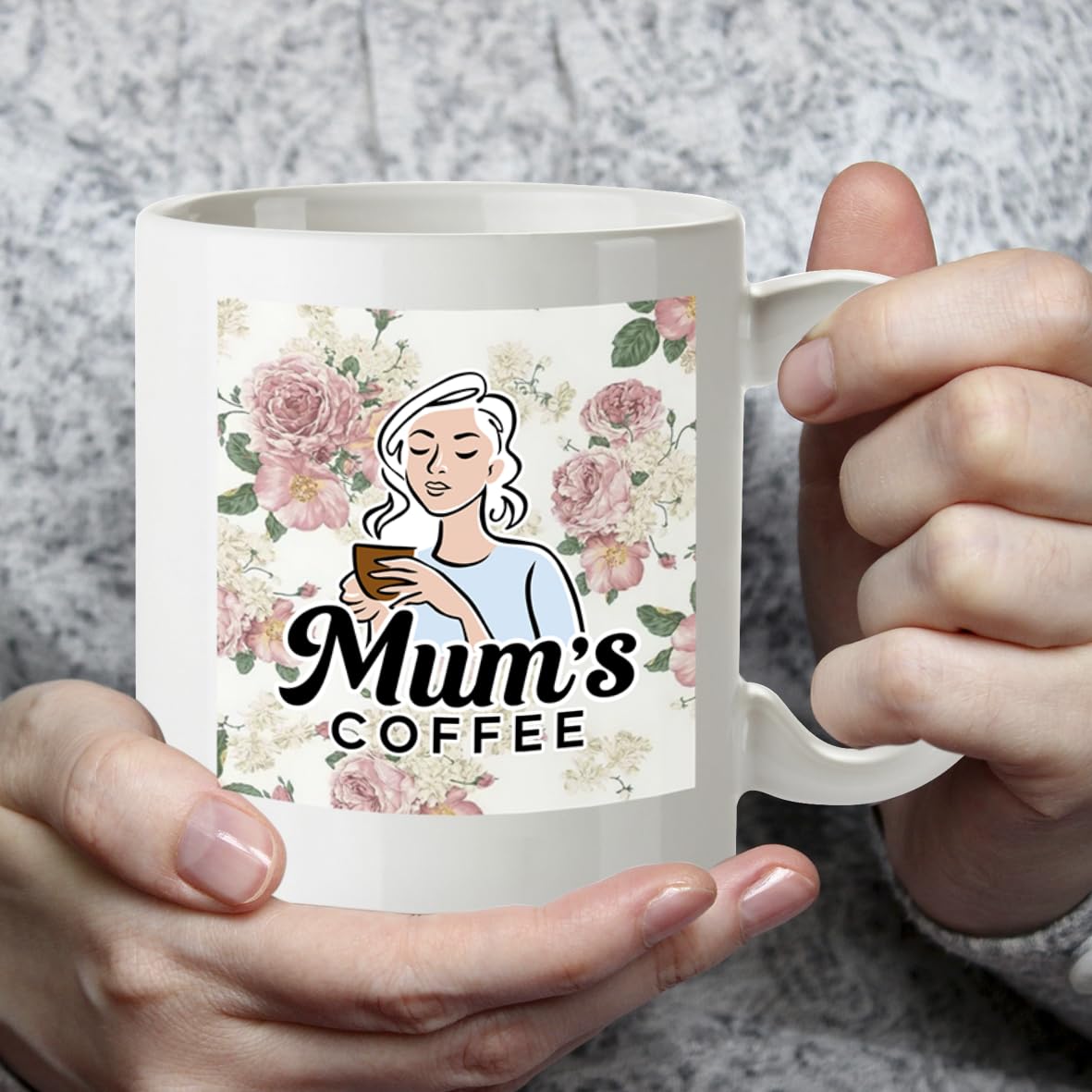 Kruzroyal Mum's Coffee Mug Gift - Best Mum Gifts from Daughter, Son - 11oz Floral Ceramic Cup for Mother's Day, Birthday, Christmas