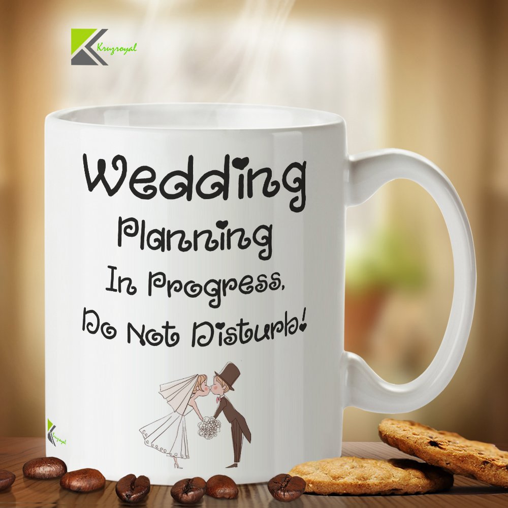Kruzroyal Wedding Planning Mug, 11oz Ceramic Coffee Cup, Engagement Gift for Bride to Be, Dishwasher & Microwave Safe, Funny Bridal Shower Present