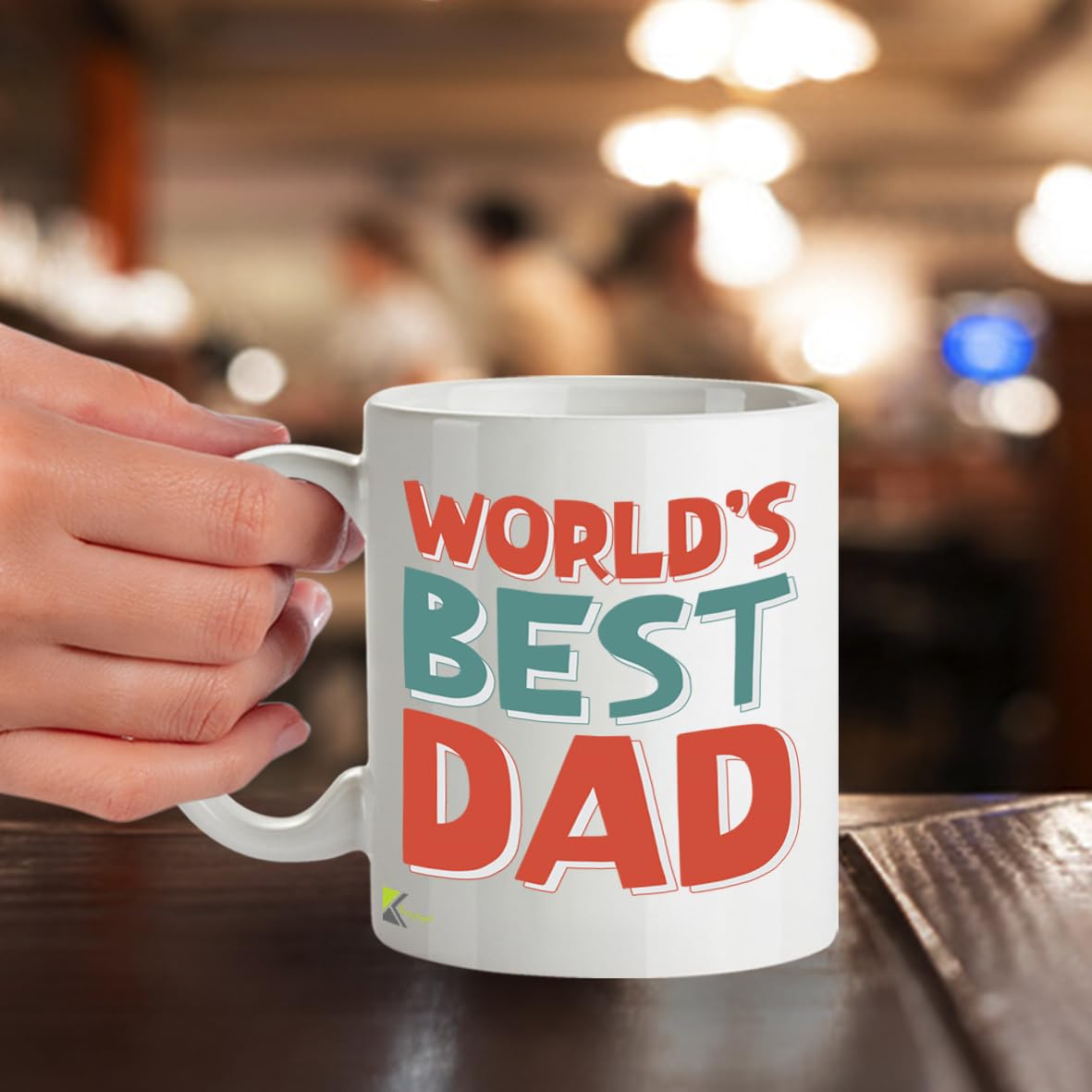 Kruzroyal DZ813 World's Best Dad Mug - 11oz White Ceramic Coffee Cup Gift for Dad, Father, Papa - Perfect Father's Day Present & Birthday Gift