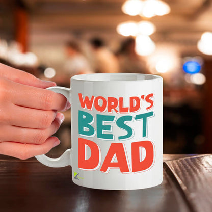 Kruzroyal DZ813 World's Best Dad Mug - 11oz White Ceramic Coffee Cup Gift for Dad, Father, Papa - Perfect Father's Day Present & Birthday Gift