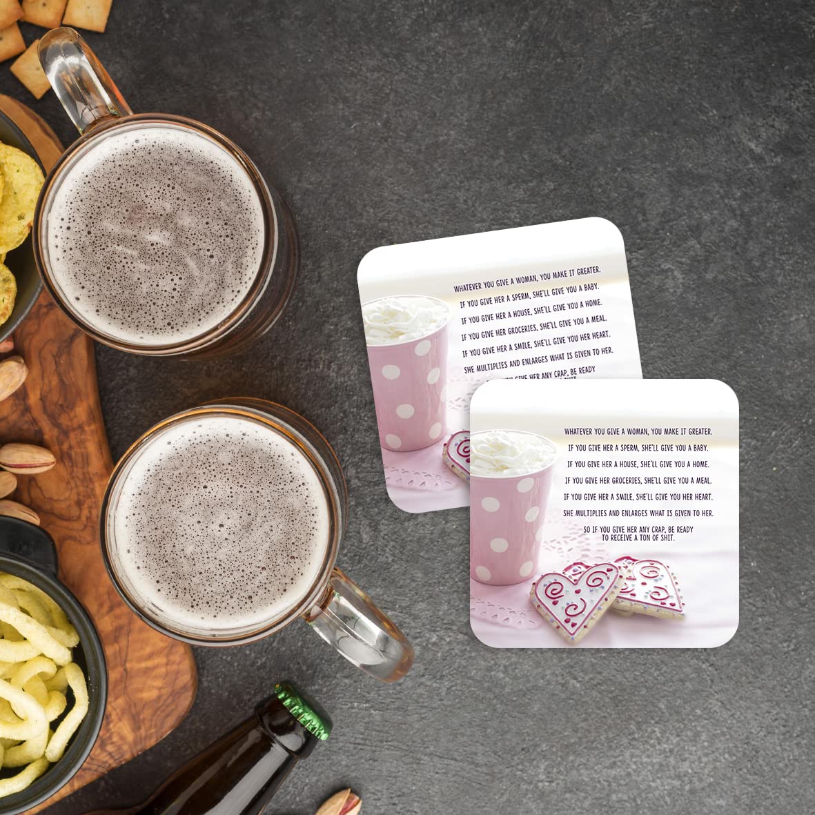 CS783 Whatever You give a Woman, You Make it Greater. Novelty Funny Coffee Tea Drink Gift Glossy MDF Wooden Coaster