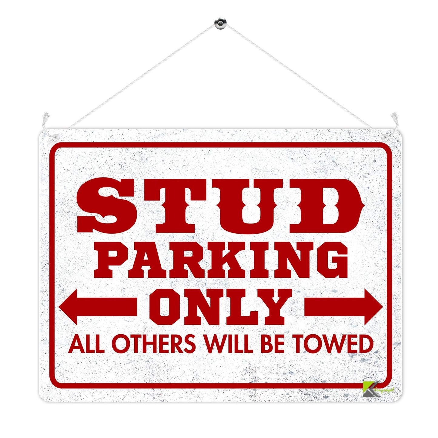 Kruzroyal MP381 STUD PARKING ONLY, All others will be towed. Funny Novelty Retro Vintage Metal Wall Sign Plaque 20cm x 15cm