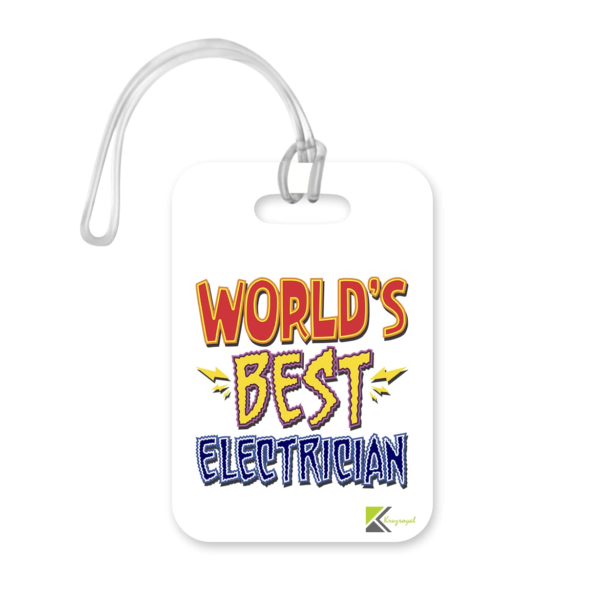 LT404 World's Best Electrician Novelty Funny Unique Designer Gift, Suitcase, Glossy Plastic Luggage Tag for Electrician