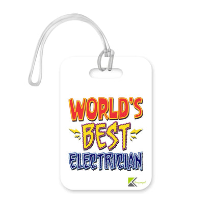 LT404 World's Best Electrician Novelty Funny Unique Designer Gift, Suitcase, Glossy Plastic Luggage Tag for Electrician
