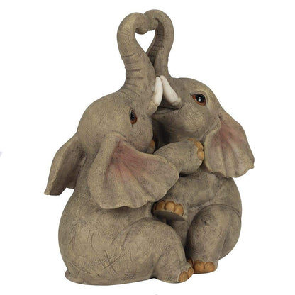 Adorable Grey Resin Embrace Elephant Couple Ornament - 12cm x 10cm (1 Pc.) - Charming Rustic Design, Durable Handcrafted Decor, Nature-inspired Gift - Ideal for Home Accessory
