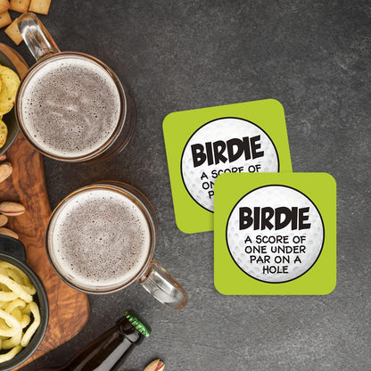 CS653 Golf Birdie: A Score of one Under par on a Hole Novelty Funny Coffee Tea Drink Gift Glossy MDF Wooden Coaster