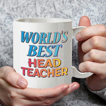 Kruzroyal DZ847 World's Best Head Teacher Mug 11oz - White Ceramic Cup for Headmaster, Headmistress - End of Year, Leaving or Thank You Present