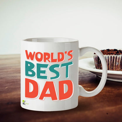 Kruzroyal DZ813 World's Best Dad Mug - 11oz White Ceramic Coffee Cup Gift for Dad, Father, Papa - Perfect Father's Day Present & Birthday Gift
