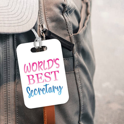 LT467 World's Best Secretary Novelty Funny Unique Designer Gift, Suitcase, Glossy Plastic Luggage Tag for Secretary