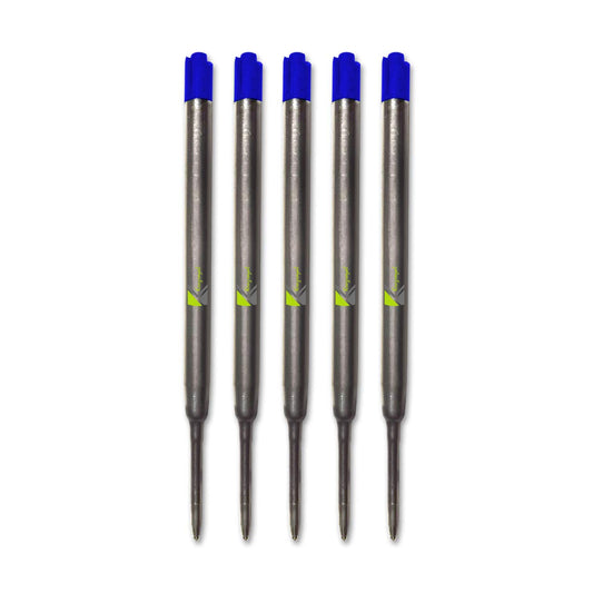 5 x Blue Quality Refills Compatible for Parker Ballpoint Medium (Pack of 5 biro Refill)