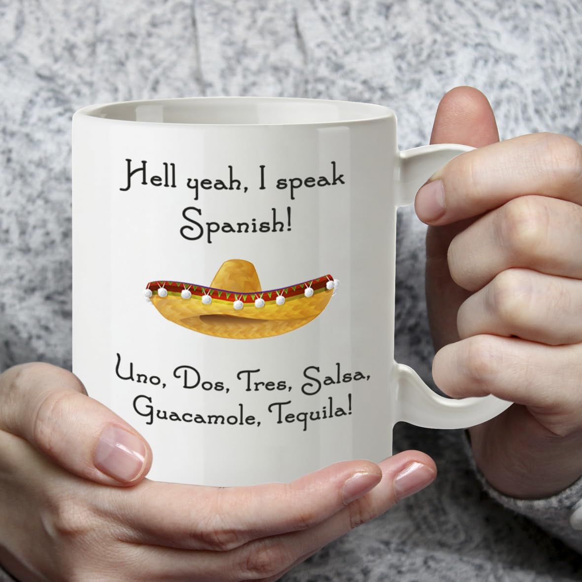 Kruzroyal Funny Spanish Mug Gift - Hell Yeah I Speak Spanish Uno Dos Tres Salsa Guacamole Tequila - 11oz Novelty Coffee Cup for Men Women - Mexico Gifts Birthday Secret Santa