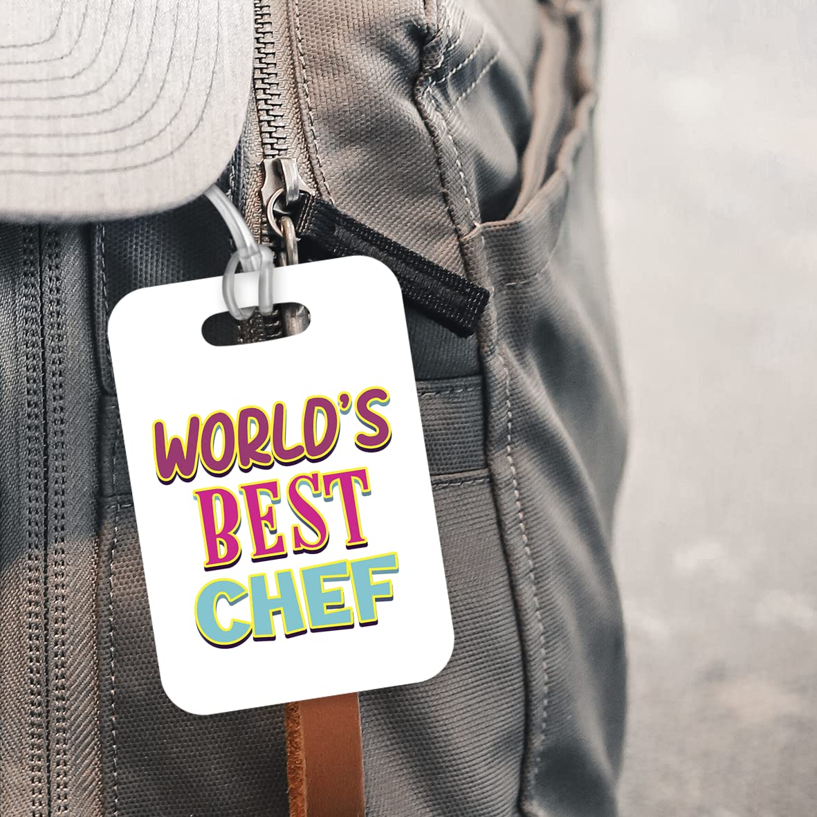 LT460 World's Best Chef Novelty Funny Unique Designer Gift, Suitcase, Glossy Plastic Luggage Tag for Chef