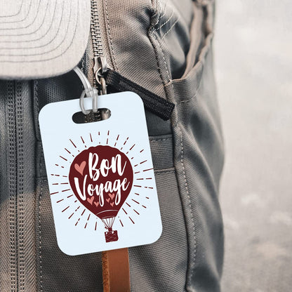 LT099 Bon Voyage - 3 Novelty Funny Unique Designer Gift Glossy Plastic Suitcase Luggage Tag