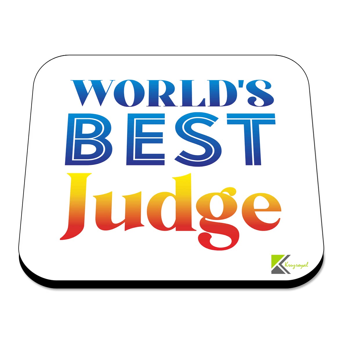 WB083 World's Best Judge MDF Wooden Coaster by Kruzroyal | Gift for Judge | Unique Novelty Present | 9cm x 9cm | Coffee Tea MDF Wooden Coaster