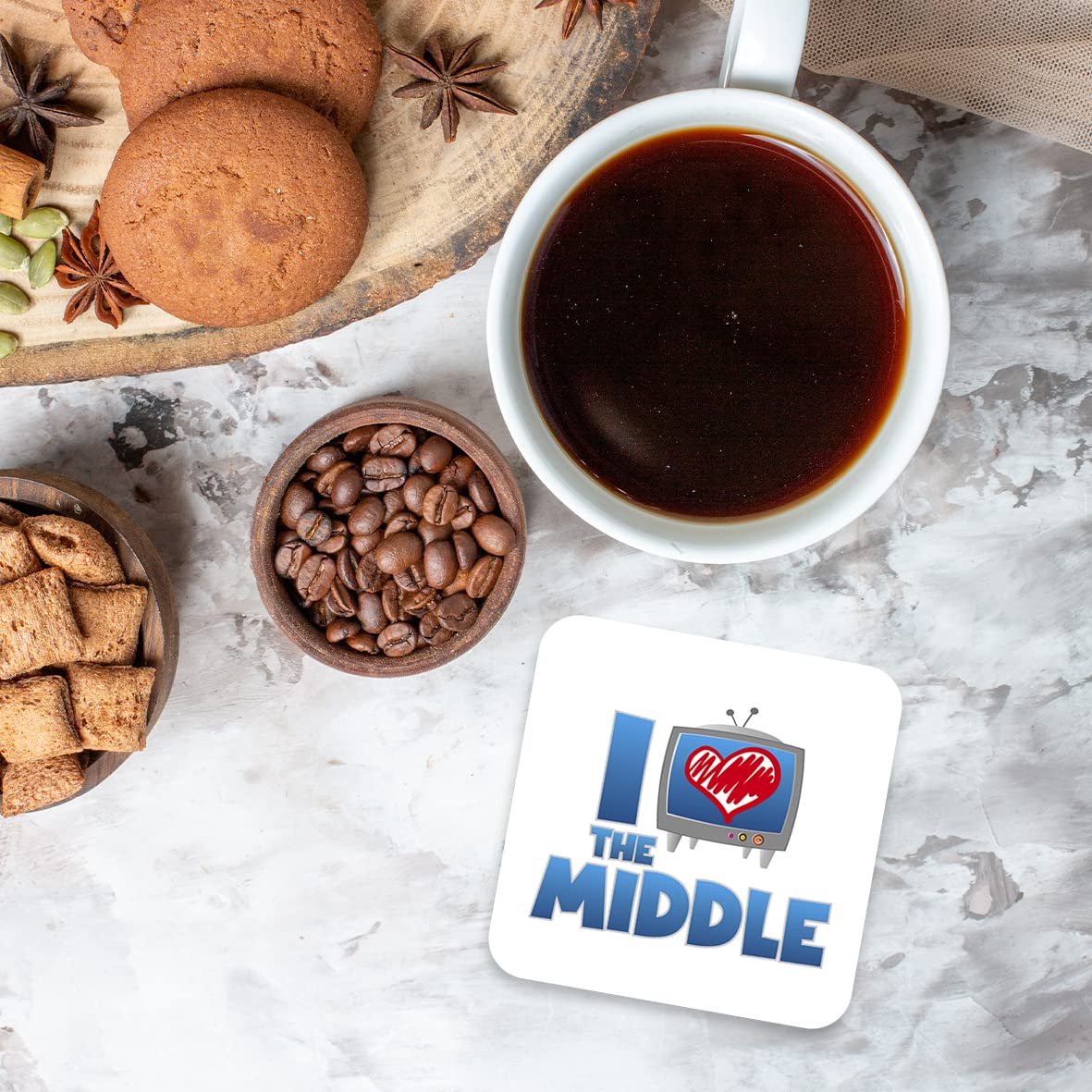 CS618 I Love The Middle Novelty Funny Coffee Tea Drink Gift Glossy MDF Wooden Coaster
