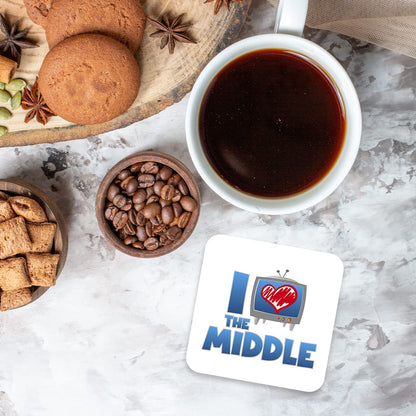 CS618 I Love The Middle Novelty Funny Coffee Tea Drink Gift Glossy MDF Wooden Coaster