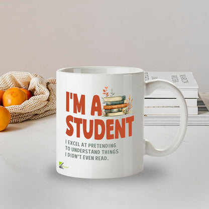 Kruzroyal DZ959 Funny Student Mug - Pretending to Understand Relatable College & University Gift for Exam Stress & Procrastination - Witty Academic Humor - 11oz White Ceramic