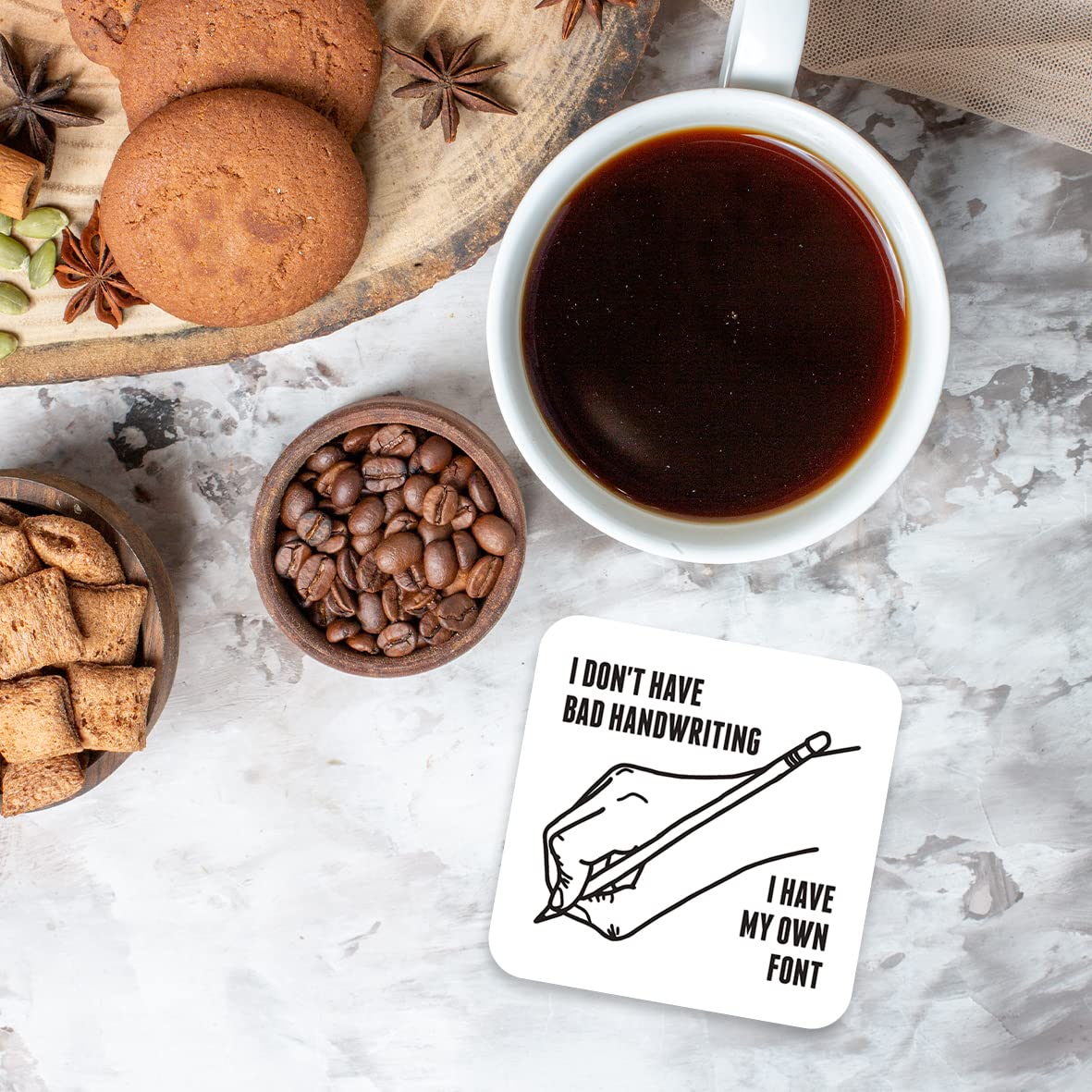 CS623 I Don't Have Bad Handwriting, i Have My own Font Novelty Funny Coffee Tea Drink Gift Glossy MDF Wooden Coaster