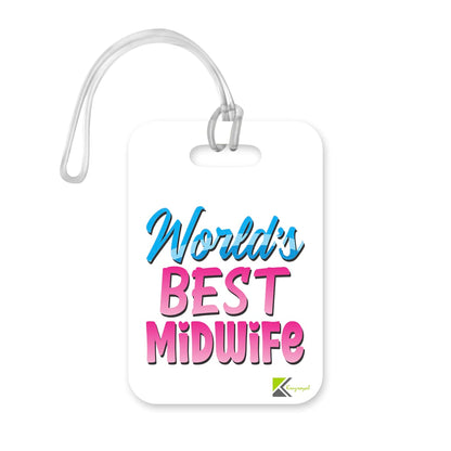LT450 World's Best Midwife Novelty Funny Unique Designer Gift, Suitcase, Glossy Plastic Luggage Tag for Midwife