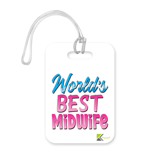 LT450 World's Best Midwife Novelty Funny Unique Designer Gift, Suitcase, Glossy Plastic Luggage Tag for Midwife